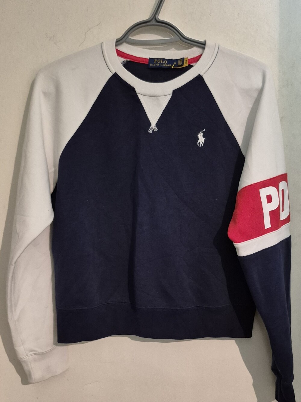 Polo by Ralph Lauren Navy, White & Red Crewneck Sweater Sz.M